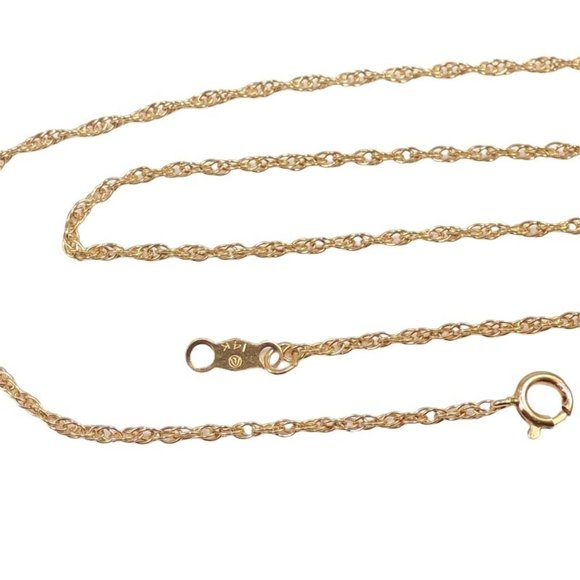 Solid 14K Yellow Gold Double Rope Chain Link Necklace 16" 1mm - Picture 1 of 3